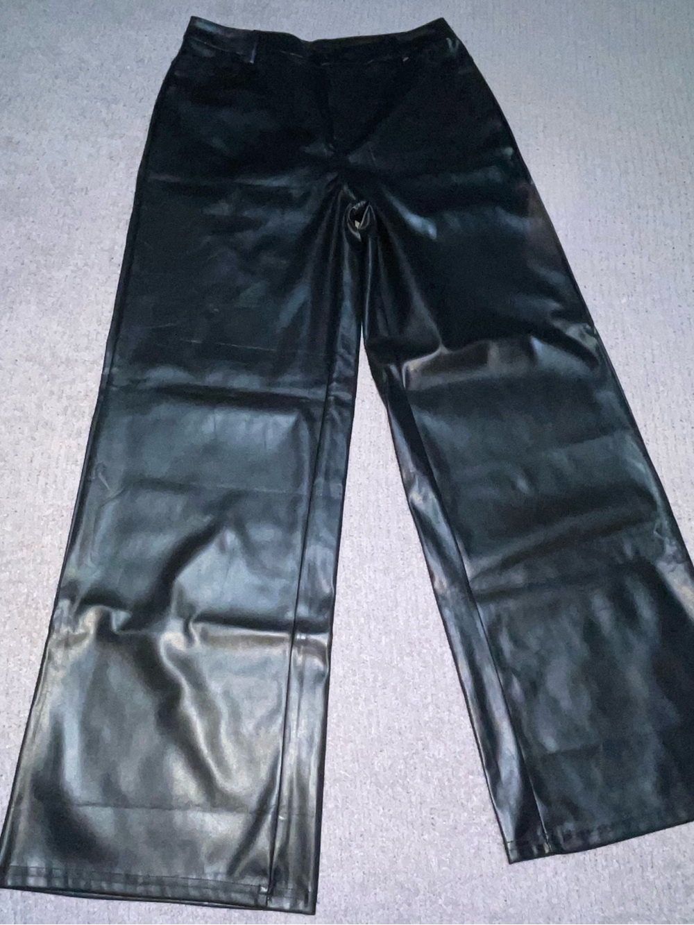 Black Faux Leather Wide Leg Pants